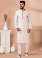 Banarasi Dhupion White Festival Wear Embroidery Work Kurta Pajama